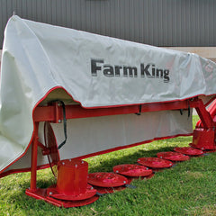 “Farm King hay tools, including mowers, rakes, and tedders, displayed at Diamond R Equipment.”