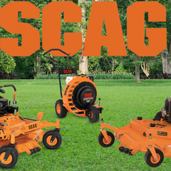 “Scag commercial and residential mowers on display at Diamond R Equipment.”