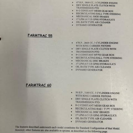 FARMTRAC PARTS CATALOG 50/55/60