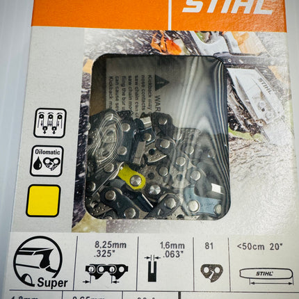 Stihl 20” Loop Chain, .325”, .063” Super, 26RS 81, 36390050081