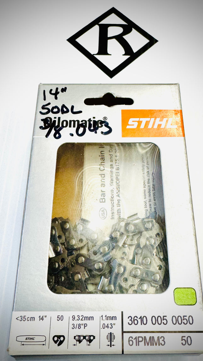 Stihl 14" Chain, 3/8 .043 Picco Slim, 61PMM3 50, 36100050050