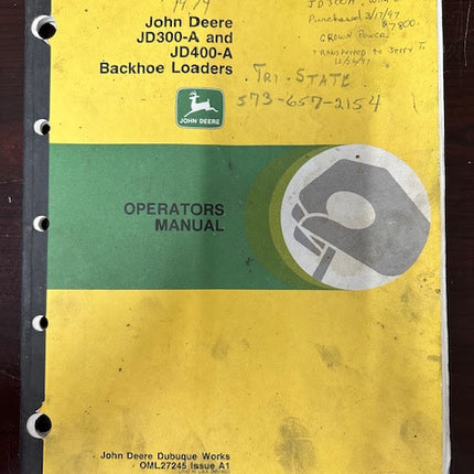 JOHN DEERE JD300-A AND JD400-A MANUAL OML27245