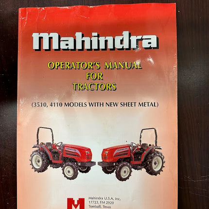 Mahindra Operator's Manual For 3510, 4110 Models